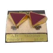 Napier Eugene Bertolli Earrings Modernist Triangle Clip On 60s Couture VTG Gift