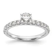 0.49ct. CZ Solid Real 14K White Gold Peg Set Engagement Ring
