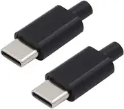 2 Pack USB C DIY Connector USB 3.1 Type C 24Pin PD100W Male Plug Port Repair Replacement Solder Adapter with PCB Board Black Housing