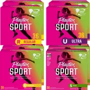 Playtex Sport tampons 8pack (Total 288ct) Super, Super Plus, Ultra, Regular