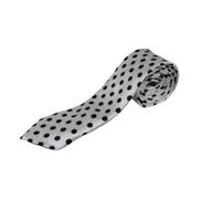 Mens White & Black Polka Dot 5Cm Skinny Neck Tie