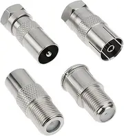 4Pcs F to TV PAL Coaxial Adapter Kit, 75 Ohm F Female Male to TV Type PAL Connectors for Satellite FM Cable and Antenna