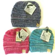 CC Beanies Kids Messy Bun M/C Winter Hat Toboggan 3 Colors To Choose From NWT