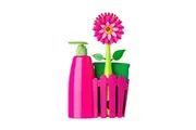 3pc Vigar Flower Power Sink Caddy Dish Brush Sponge Set w 340ml Dispenser Pink