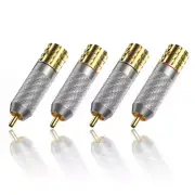 4pc Viborg VR108G Pure Copper Gold Plated RCA Audio Plug HiFi Cable Connector