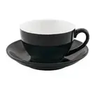 6x Large Cappuccino Cup & Saucer Set Black 280mL Bevande Coffee Cups