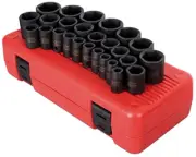 Sunex 2645, 1/2 Inch Drive Impact Socket Set, 26-Piece, Metric, 10mm-36mm, Cr-Mo