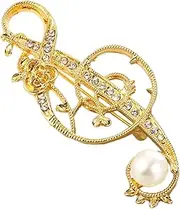 [WESIEVYA] 1pc Pearl Note Brooch Clothing Brooch Music Note Breastpin Suit Collar Pin Trendy Jewelry Decorative Brooch Pin Music Note Lapel Pin Rhinestone Jewelry Suit Brooch Golden Alloy