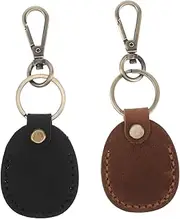 [Sosoport] 2pcs Vintage Pu Key Fob Holder Water Drop Shape Access Card Pouch for Residential Communities Keychain and Card Storage for Easy Handling and Protection