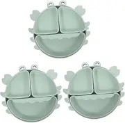Alipis 3pcs Silicone Boys and Girls Plate Toddler Bowl Divided Sections Cartoon Bowl for Easy Feeding
