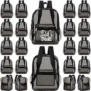 [Locmeo] Clear Backpack Bulk Breathable Mesh Back Large Heavy Duty Transparent Bookbag for Stadium College Work