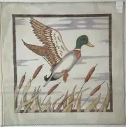 Hand-Painted FLYING MALLARD DUCK Needlepoint Canvas 14-mesh 16" x 16"