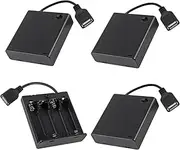 JUZITAO 4PCS 4 AA Battery Holder USB Female Socket 4 AA Battery Case Box Holder with Cover and On-Off Switch