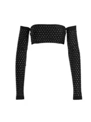 [The Andamane] The Andamane-Crystal Cropped Top Top Nero-Donna S Black