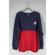 Champion Reverse Weave Colorblock Sweatshirt Pullover Red Blue Size Womens 1X