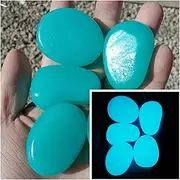 50 pcs Colorful Elliptical Pebbles，Diameter Approximately 1.77 inches,Luminous Stone,Decoratable Garden, Courtyard, Fish Tanks, Aquariums, Swimming Pools etc.(Light Blue)