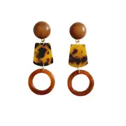 Culturesse Leticia 6.5cm Geometry Drop Earrings Jewellery For Pierced Ears Brown