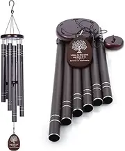 Suntimber Large Wind Chimes Outside 42" Memorial Wind Chimes for Loss of a Loved One, Deep Tone, 6 Powder-Coated Aluminum Tubes, 2 Wooden Dingers, Perfect for Outdoor Patio, Garden, Yard and Patio