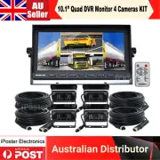 10.1" Quad Monitor Split screen Reversing 4PIN CCD Camera 12V 24V 4 Package Kit