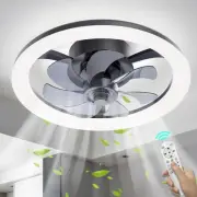 Smart Bladeless Ceiling Fan with Lights - 16in Low Profile Flush Mount for Be...