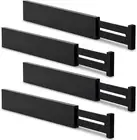 Utoplike 4 Pack Bamboo Black Kitchen Drawer Dividers,Adjustable Drawer Organizer