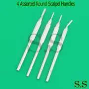 Set Of 4 Assorted Round Surgical Scalpel Blade Handles Instruments