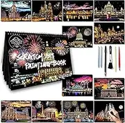 DESINIK Scratch Art Book for Adults - Scratch Paper Art Kit with Stencils & Tools, Creative Crafts for Relaxation, Focus & Travel, Stress Relief Activity for Home Decor & Gifts (Series I)