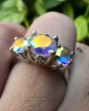 Vintage Angel Aura Quartz Crystal Ring| Size 6 | 925 SILVER STAMPED