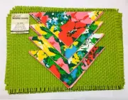 4 Vintage Wonder Looper Pistachio Placemats With Floral Napkins Retro Red Green
