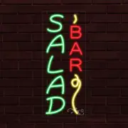 NEW "SALAD BAR" w/LOGO VERTICAL 30x12x1 INCH LED FLEX WINDOW INDOOR SIGN 31023