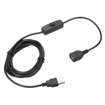 6.56ft USB Extension Cable with Switch 1pcs Button Switch Power Data Cable Black