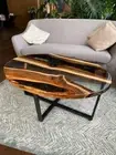 Oval Epoxy Resin Table, dining, sofa, center table top Live Edge Walnut Table