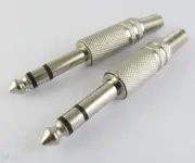 200pcs 1/4" 6.35mm TRS Stereo Metal Male Plug Audio Cable Connector Spring Tail