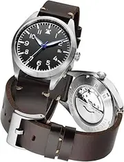 [Boyarca] Pilot Watch Aviator Mechanical Automatic Watches Flieger Diving Wrist Watch Mechanical Timepieces with Luminous Waterproof Date, Black