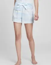 Gap Women's Poplin PJ Shorts Sleep Shorts Plaid Blue White Cotton Size XS