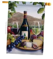 H117025 Red & White Happy Hour & Drinks Everyday Wine Fabric 28" x 40"