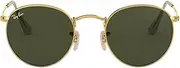 [Ray-Ban] Unisex Ray Ban Sunglasses RB3447 Round Metal Polished Gold/Green Sunnies - XS