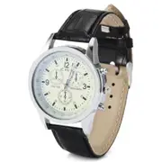 Veile Studios Men Faux Leather Blue Ray Glass Quartz Analog Brown Black White Watches