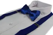Mens Blue 100Cm Suspenders & Matching Bow Tie Set