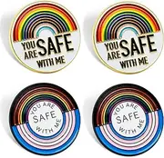 [Kapunitzio] 4PCS You Are Safe with Me Pins,Pride Pins,LGBTQ Safe Pin,Rainbow Ally Pin,Enamel Pins Accessories Doctor Nurse Medical Students for Backpack Clothing Hat Decoration, Small, Alloy Steel, gemless
