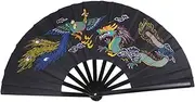 Homoyoyo 1Pc Folding Fan Traditional Chinese Pattern Handheld Fan for Tai Chi Martial Arts Kung Fu Performance Portable Elegant Design for Summer Use