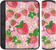 Peach Strawberry Flower 2 pcs carseat Strap pad, Protects Your Neck and Shoulders, Seatbelt Shoulder pad for Truck Van Most Cars 10x7.7 in Protector para cinturón de carro