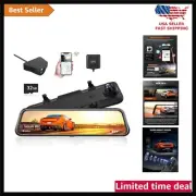 12'' Mirror Dash Cam with WiFi, 2.5K Rear View Mirror Camera with 1080P Rear ...