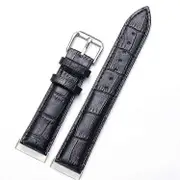 Compatible For Fitbit Versa 4 / Sense 2 Genuine Leather Watch Strap Crocodile Texture Replacement Band Stainless Steel Buckle Brac Black