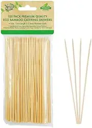 100pcs ECO Round Skewers BBQ Kebab Meat Satay Stick Bamboo Wooden Catering