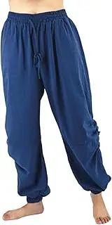 [HanzhuoLG] Lässige HaremsYogahose Für Herren, Einfarbig, Elastische Taille, Kordelzug, Lose Strandhose Blue XXL