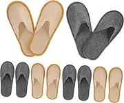 Beaupretty 6 Pair Disposable Linen Slippers Non Slip Fashion Willow Leaf Pattern Shoes for Hotel Beauty Salon Yellow Grey Each Lightweight Portable for Hospitality Use