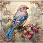 Fabric Panel Bird 100% Cotton 14"x14" Quilting Panel Square AM385
