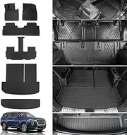 Rongtaod Floor Mats Compatible With 2020-2025 Hyundai Palisade - Cargo Mat, Trunk Liner, Back Seat Protector for 2024 Palisade Accessories (Floor Mats, Trunk Mat With Backrest Mats, Sub Trunk Mat)