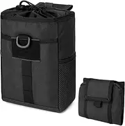 Molle Pouches, 5.9x3.2x9.5 Inch Oxford Cloth Foldable Molle Dump Pouch with Lock Cord Stopper & Side Pocket, Open Pocket with Drawstring for Outdoor